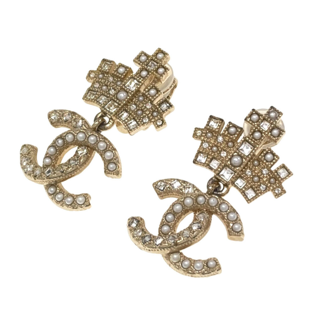 CHANEL Gold Logo Earrings